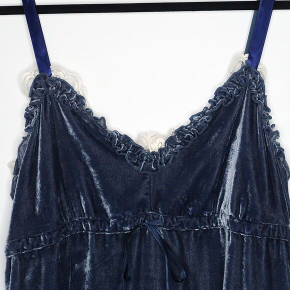 No Boundaries Juniors Babydoll Top Size XXL Blue Velvet Lace Y2K Lizzie McGuire‎ - Picture 2 of 7